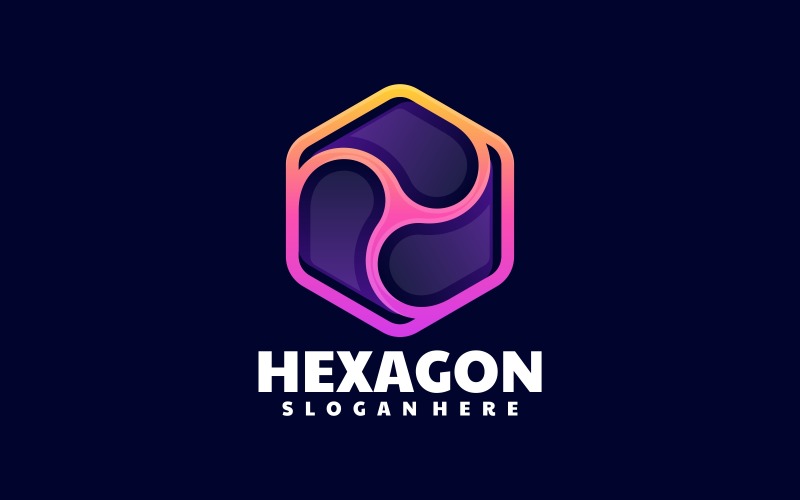 Hexagon Line Art Gradient Logo Style Logo Template