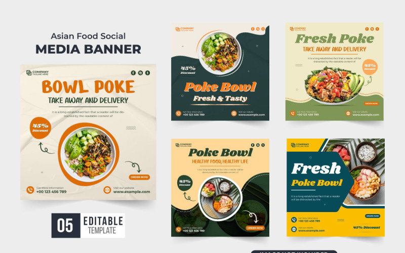 Organic food menu bundle template Social Media