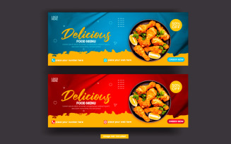 Food menu and restaurant social media cover template design idea