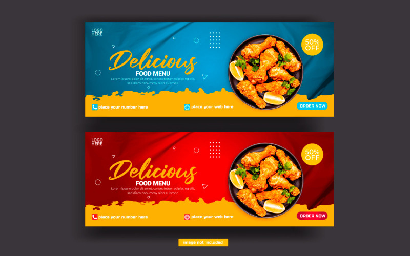 Food menu and restaurant social media cover template design idea Illustration