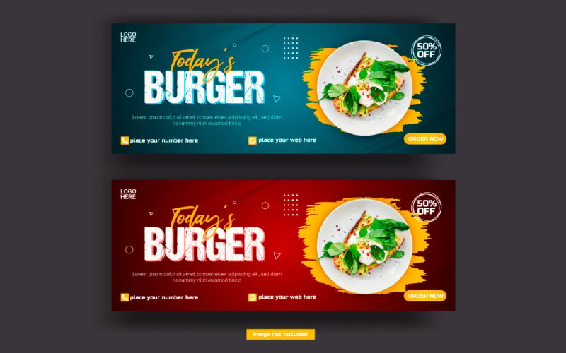 Food menu and restaurant social media cover template design Illustration