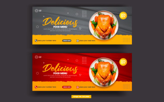 Food menu and restaurant social media cover template vector design