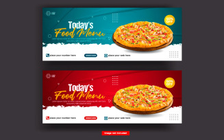 Food menu and restaurant social media cover vector template