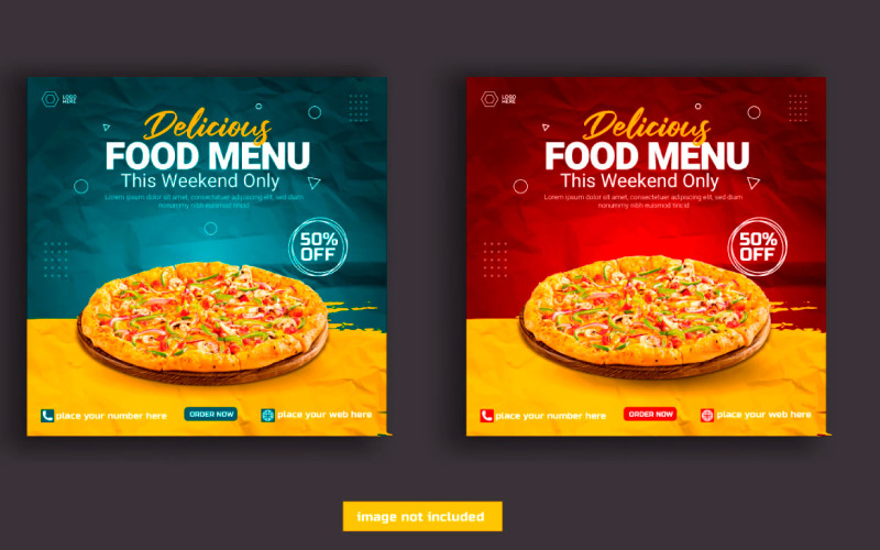 Food Social media post banner advertising discount sale offer template idea Illustration