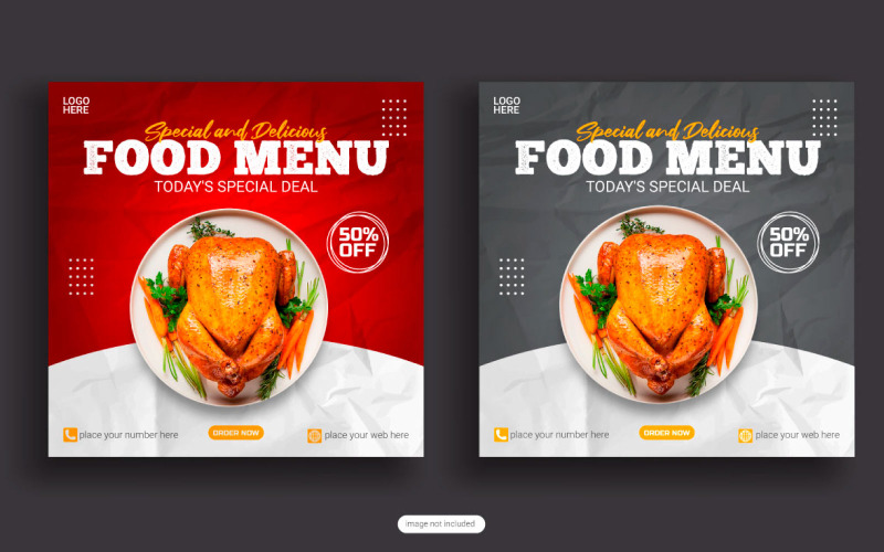 Food Social media post banner advertising discount sale offer template style Illustration