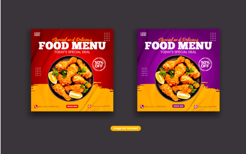 Food Social media post banner advertising discount sale offer template vector Style Illustration