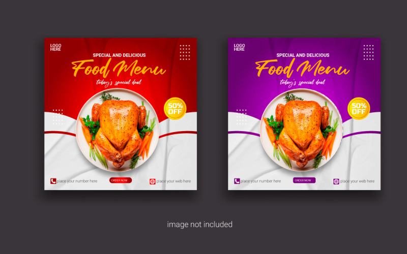 Food Social media post banner advertising discount sale offer template vector Illustration