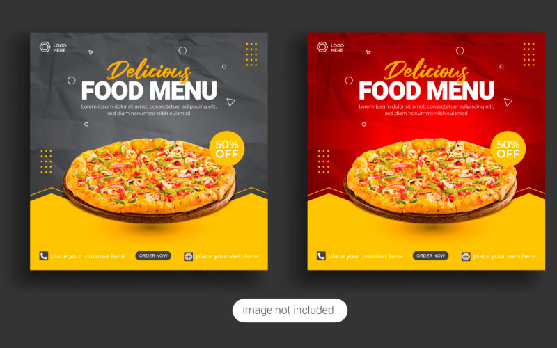 Food Social media post design banner advertising discount sale offer template Illustration