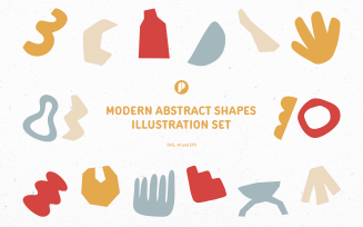 Modern hand-drawn abstract shape illustration set