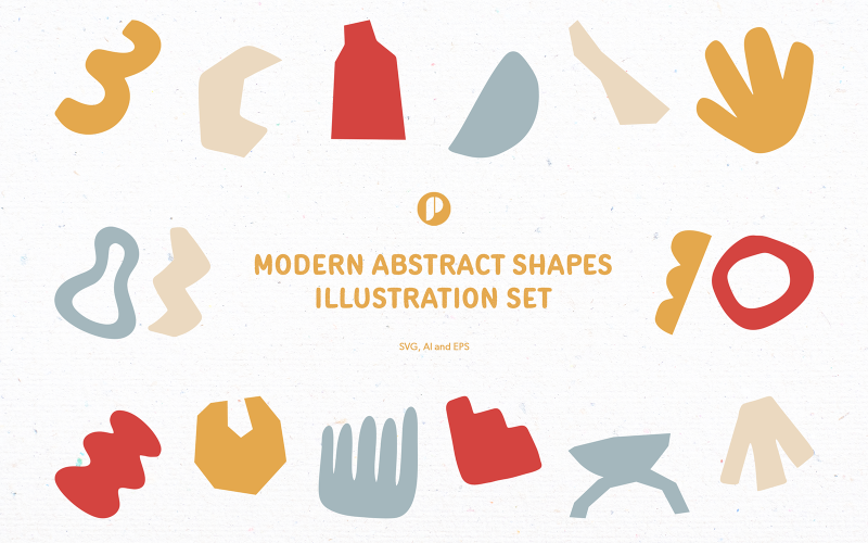 Modern hand-drawn abstract shape illustration set Illustration