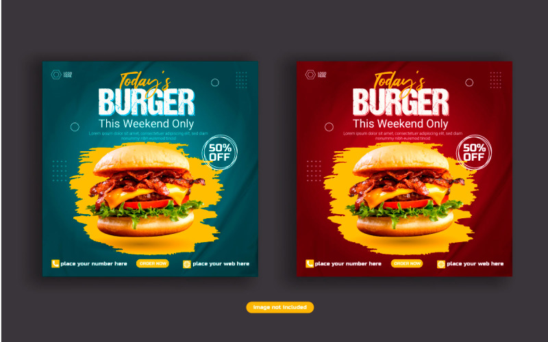 Vactor Food Social media post banner advertising discount sale offer template design Illustration