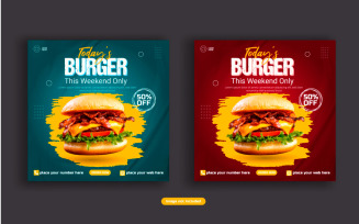 Vactor Food Social media post banner advertising discount sale offer template design