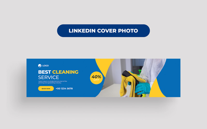 Cleaning Service LinkedIn Cover Photo Template Social Media