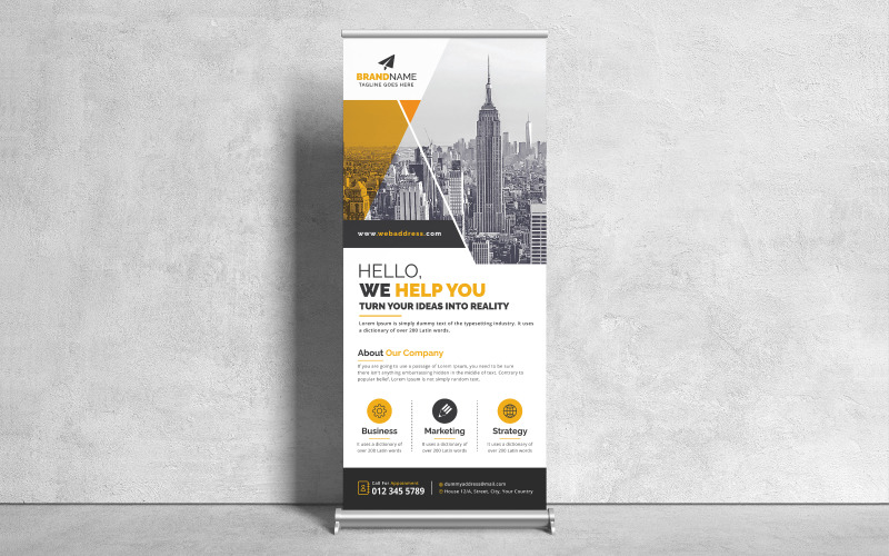 Corporate Business Roll Up Banner, Standee, X Banner, Signage Template for Multipurpose Use Corporate Identity