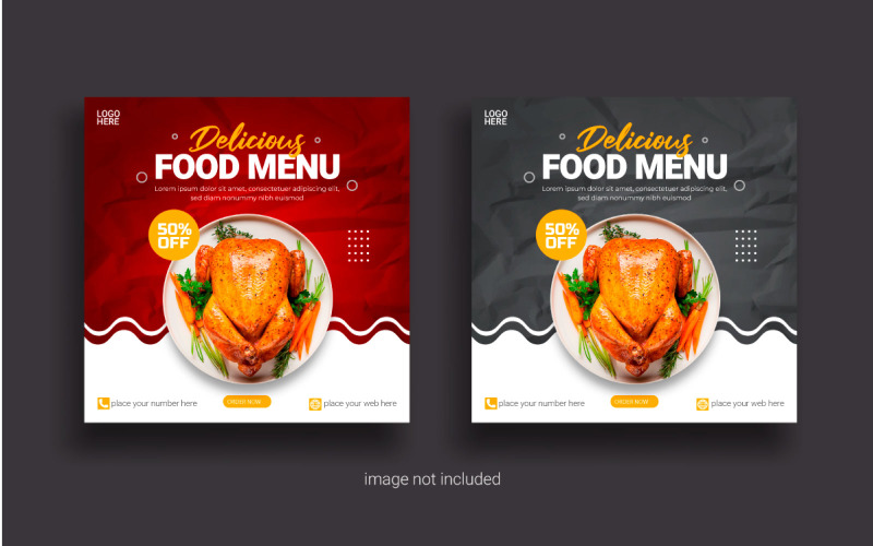 Food Social media post banner food sale offer template design concept Illustration
