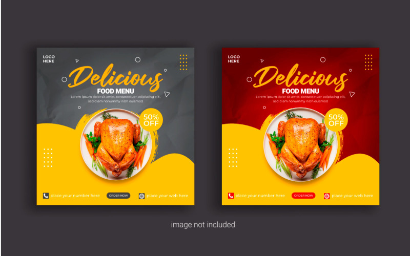 Food Social media post banner food sale offer template design idea Illustration