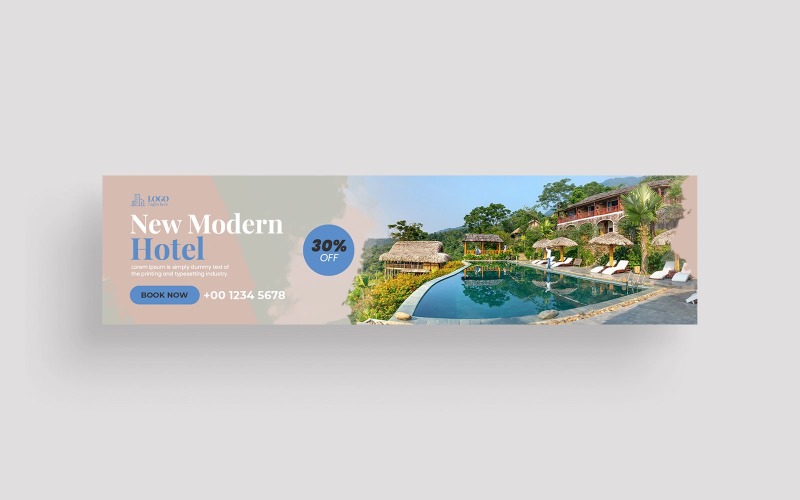 Hotel Tour LinkedIn Cover Photo Template Social Media