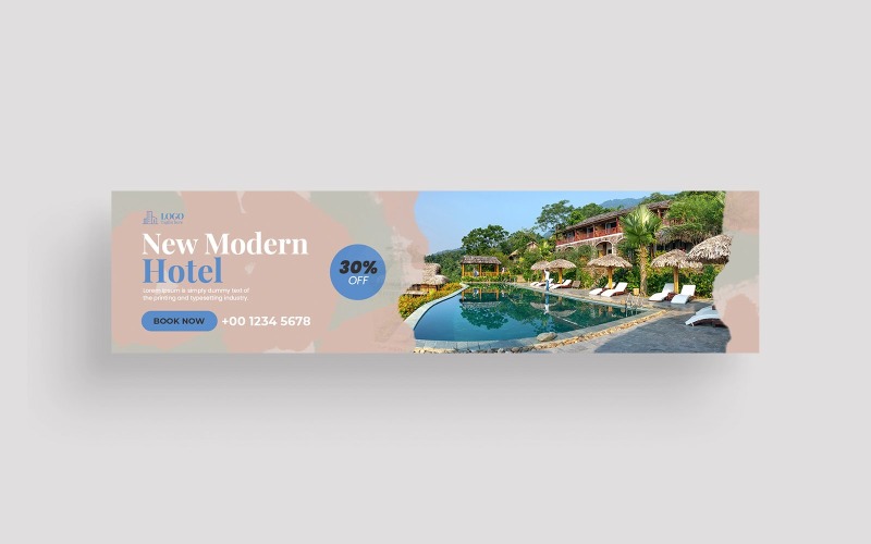Modern Hotel LinkedIn Cover Photo Template Social Media