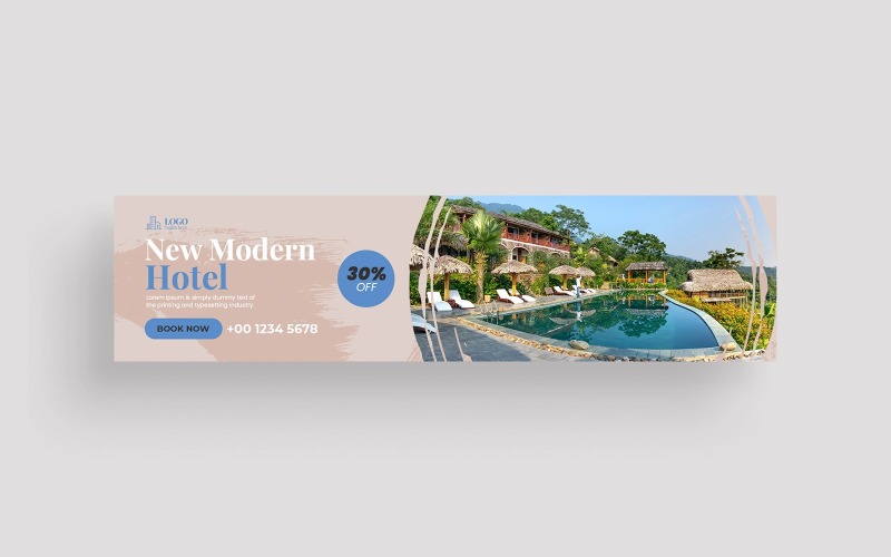 Modern Hotel LinkedIn Cover Photo Social Media