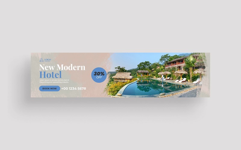 Modern Hotel Tour LinkedIn Cover Photo Template Social Media