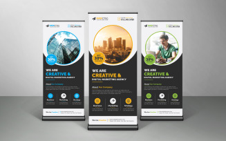 Professional Corporate Roll Up Banner, Standee, X Banner Template Design with Black Background
