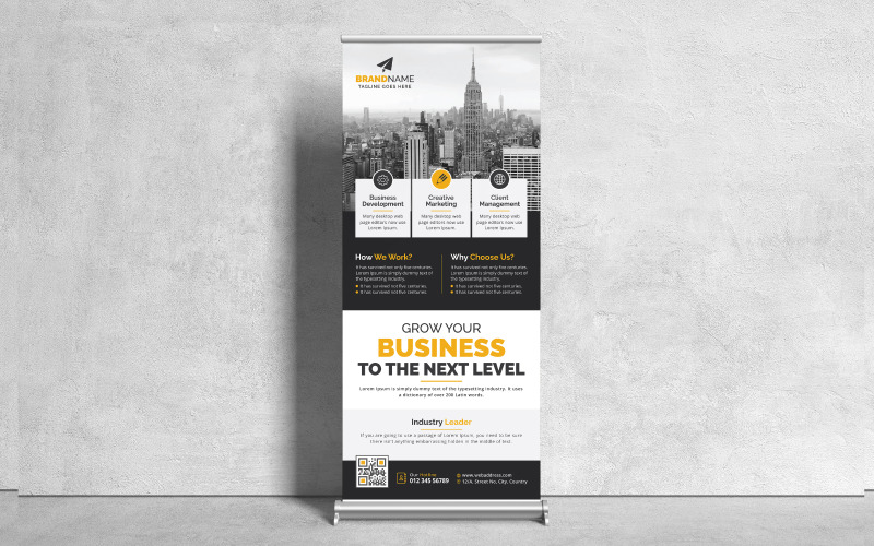 Simple Minimalist Corporate Roll Up Banner, X Banner, Standee Template for Business and Multipurpose Corporate Identity