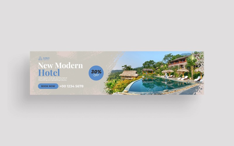 Tour Hotel LinkedIn Cover Photo Template Social Media