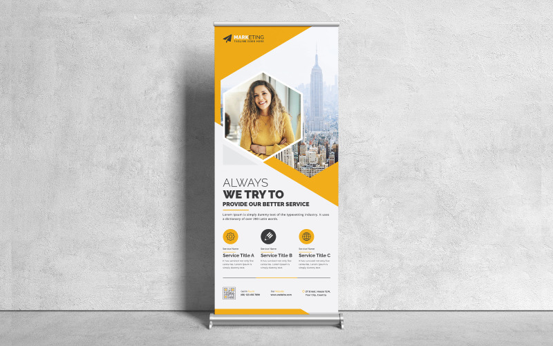 Abstract Corporate Roll Up Banner, X Banner, Standee Template Design Lyout for Multipurpose Use Corporate Identity