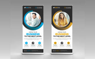 Blue Yellow Corporate Roll Up Banner, X Banner, Standee, Pull Up Creative Design Sample for Business
