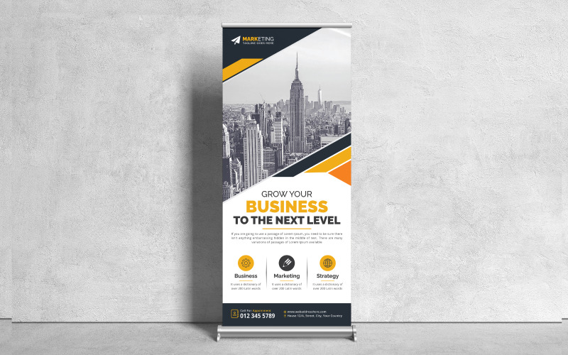 Colorful Corporate Roll Up Banner, X Banner, Standee Template Design Layout Corporate Identity