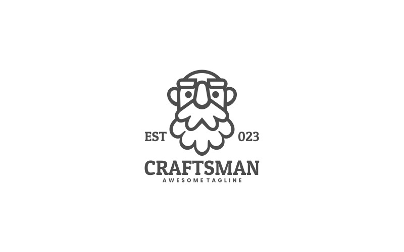 Craftsman Line Art Logo Style Logo Template