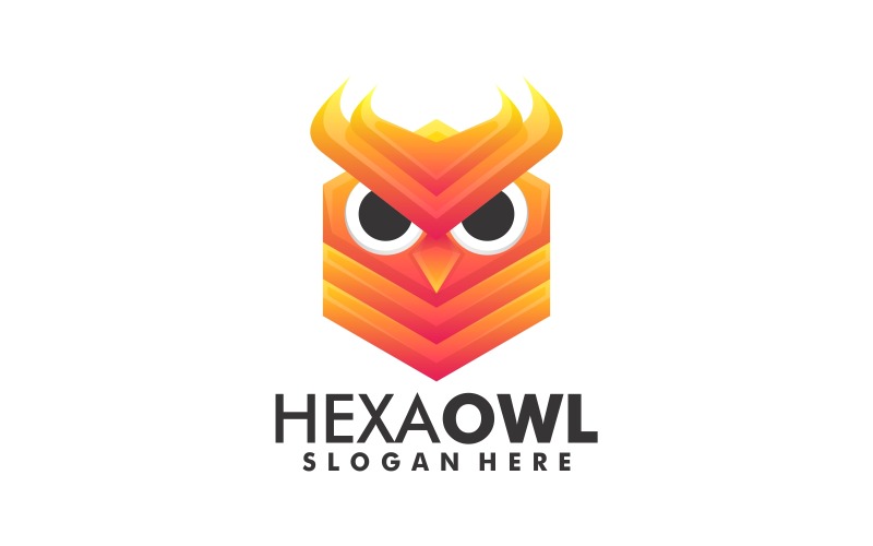 Hexagon Owl Gradient Logo Logo Template