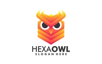 Hexagon Owl Gradient Logo