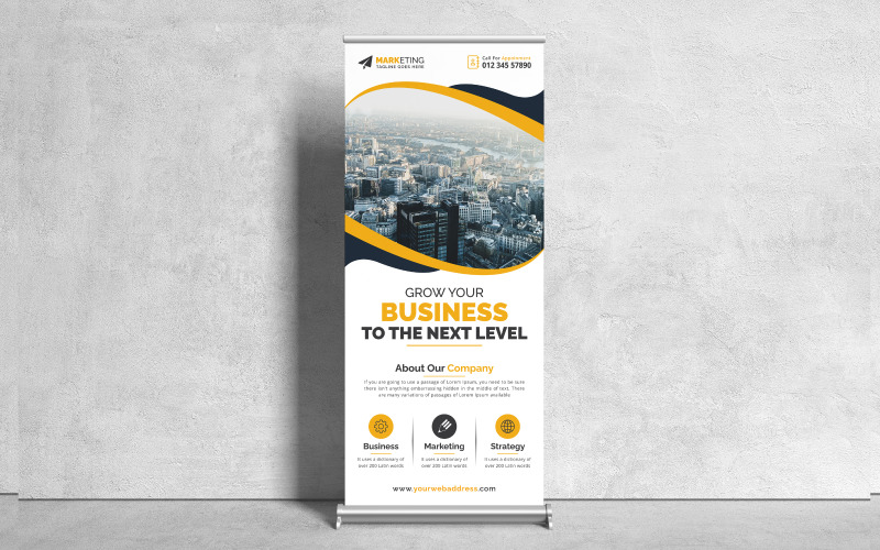 Minimalist Corporate Roll Up Banner, Standee, X Banner Template Design for Multipurpose Use Corporate Identity