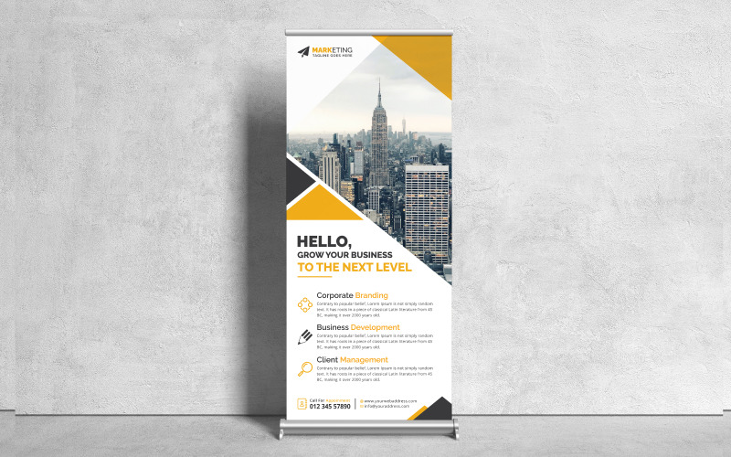 Minimalist Modern Corporate Roll Up Banner, X Banner, Standee, Signage Template Design for Business Corporate Identity