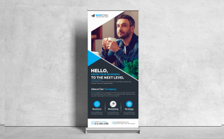 Modern Creative Corporate Roll Up Banner, X Banner, Standee Template with Black Background