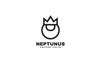 Neptune Roman God Line Art Logo