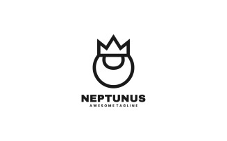 Neptune Roman God Line Art Logo