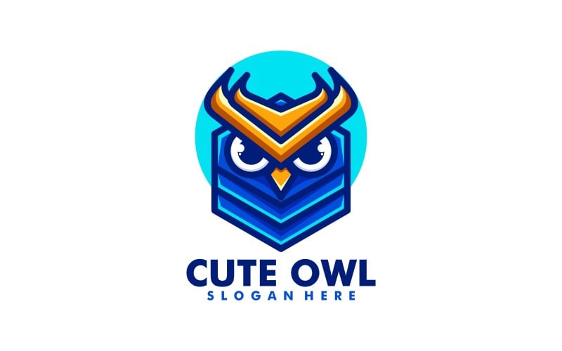 Owl Hexagon Simple Mascot Logo Logo Template