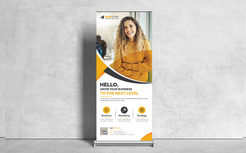 Roll Up Banner, Corporate Business Vertical Stand Rollup Banner X-Banner Standee Signage Design Corporate Identity
