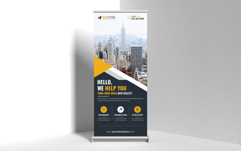 Simple Corporate Roll Up Banner, X Banner, Standee, Pull Up Banner Template Example, Sample Corporate Identity