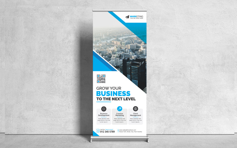 Stylish Creative Concept for Corporate Roll Up Banner, X Banner, Standee Template Design Corporate Identity