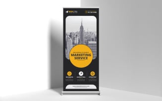 Black Corporate Roll Up Banner, X Banner, Standee Template Design for Advertising Agency