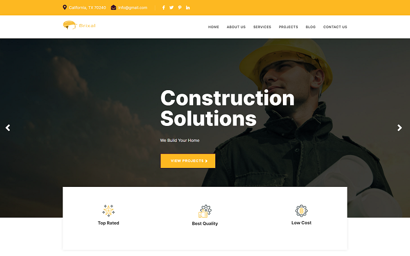 Brixal Construction Landing html Template Landing Page Template