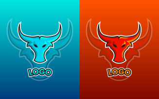 Bull Character Mascot Gaming Logo Vector Illustration
