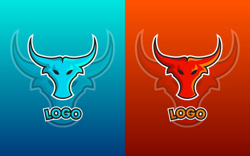Bull Character Mascot Gaming Logo Vector Illustration Logo Template