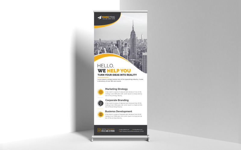 Minimalist Business Corporate Roll Up Banner, X Banner, Standee, Pull Up, Pop Up Banner Design Corporate Identity