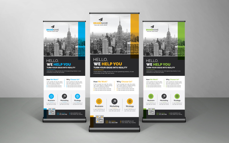 Minimalist Corporate Roll Up Banner, X Banner, Standee Creative Design for Advertising Agency Corporate Identity