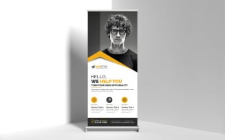 Minimalist Corporate Roll Up Banner, X Banner, Standee Template Design for Business Advertising