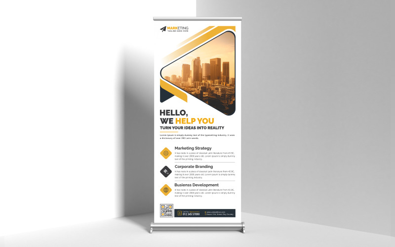Modern Business Corporate Roll Up Banner, X Banner, Standee Template Design for Multipurpose Use Corporate Identity
